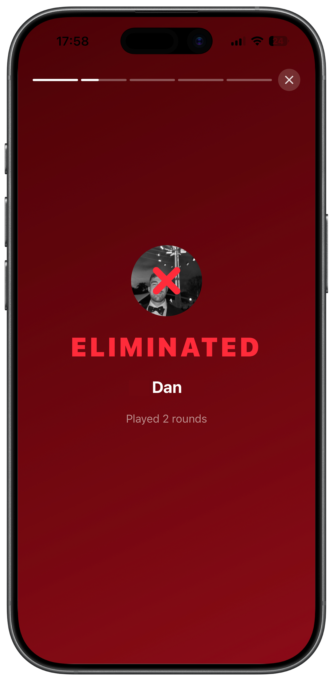 Elimination screen