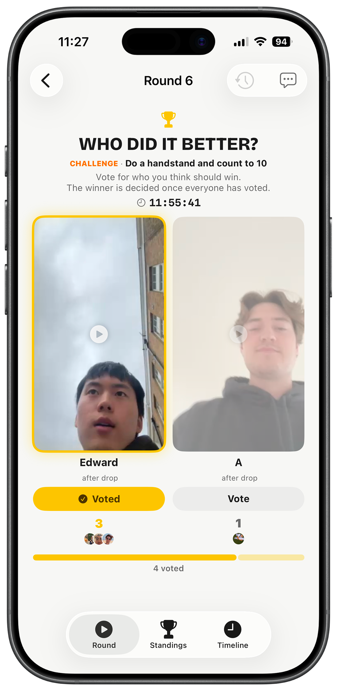 Finale voting screen: who did it better?